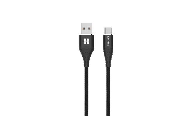Promate cCord-1 Fabric Braided USB-A to USB-C Data Sync & Charge Cable 1M